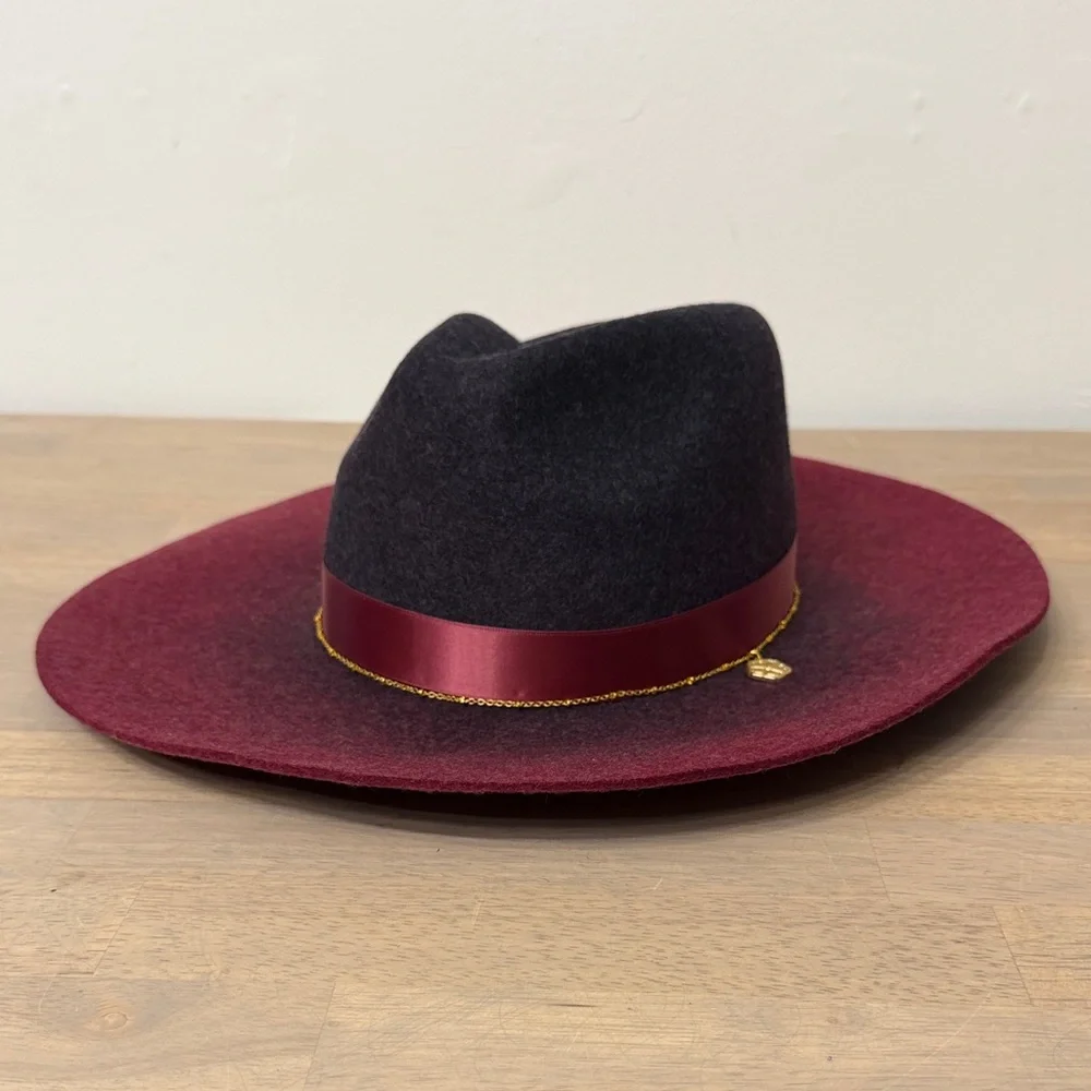 Trina Turk Burgundy and Black Wool Hat - Picture 1 of 15
